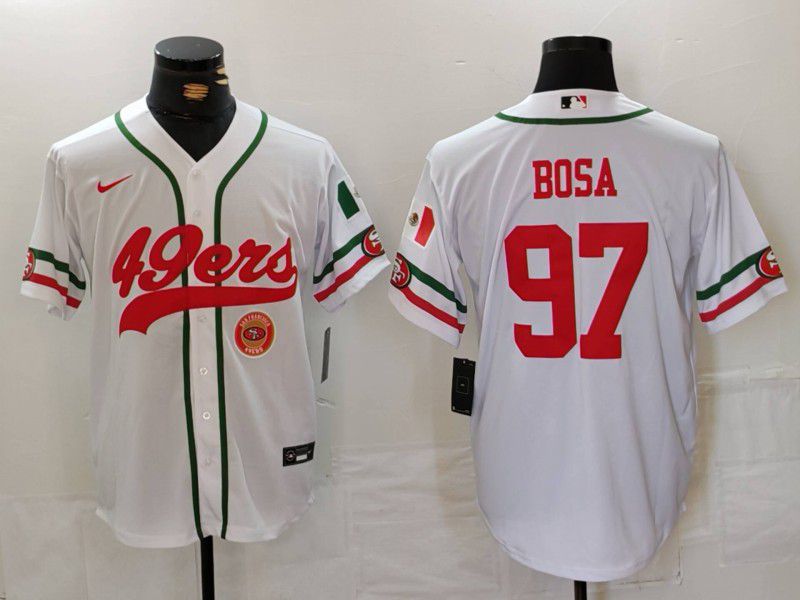 Men San Francisco 49ers 97 Bosa White Joint Name 2024 Nike Limited NFL Jersey style 3